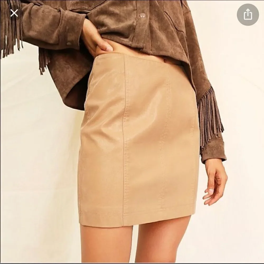 NWT Free People modern‎ femme suede tan skirt, 10